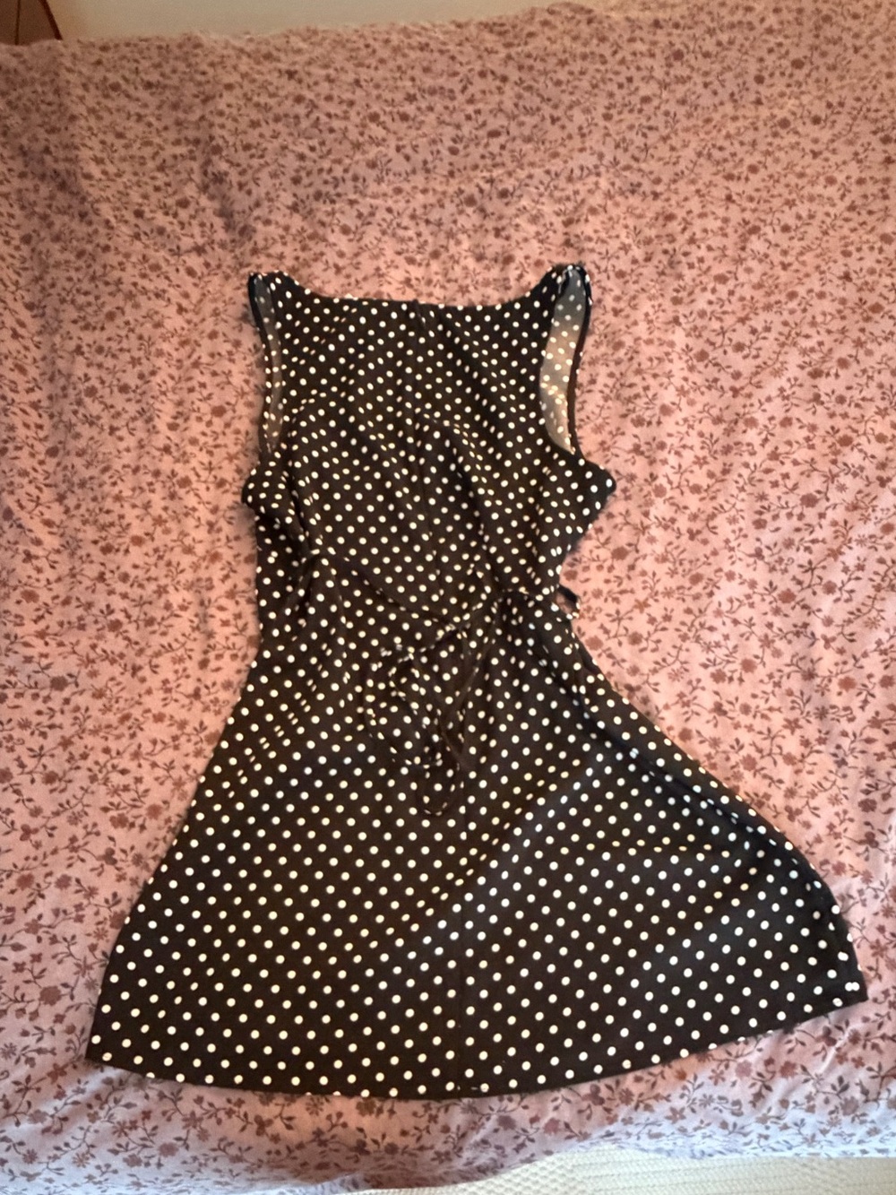Black Polka Dot V-Neck Dress - Picture 2 of 4